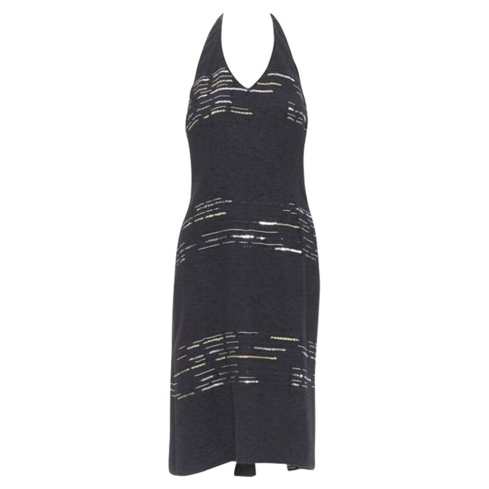 Luisa Beccaria wool tweed silver sequins embroidered dress